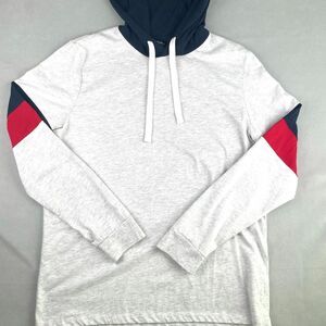 Forever 21 Hoodie Mens XL Gray Navy Red Colorblock Pullover‎ Hooded Sweatshirt